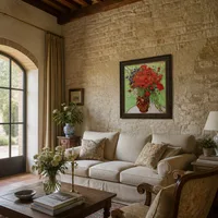 Coquelicots rouges et marguerites — Villa italienne