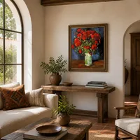 Vase avec coquelicots rouges — Maison méditerranéenne