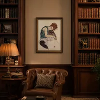 Femme assise avec genou plié — Bibliothèque classique
