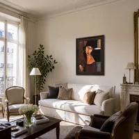 Jeanne Hebuterne avec chapeau et collier — Appartement parisien