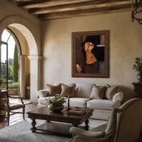 Jeanne Hebuterne avec chapeau et collier — Villa italienne