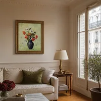 Anémones et coquelicots dans un vase — Appartement parisien