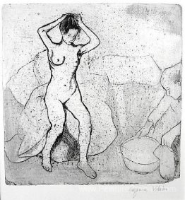 Femme se préparant pour un bain Femme se préparant pour un bain