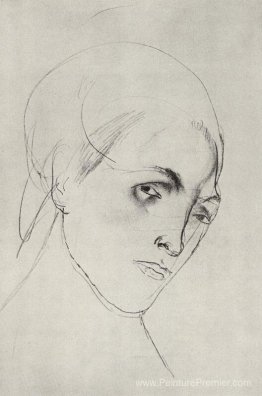 Croquis de la tête d'une femme sur la photo Croquis de la tête d'une femme sur la photo