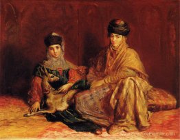 Femme et fillette de Constantine avec une gazzella Femme et fillette de Constantine avec une gazzella