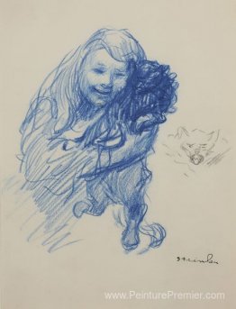 La fille de Steinlen Colette avec un chat La fille de Steinlen Colette avec un chat