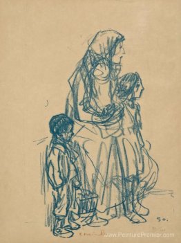 Femme de Profil et Trois Enfants Femme de Profil et Trois Enfants