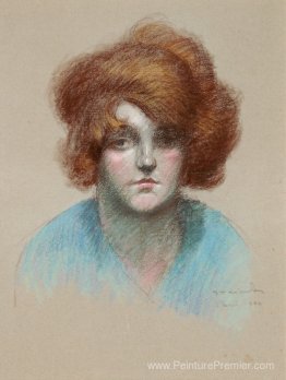 Portrait de femme en chemisier bleu Portrait de femme en chemisier bleu