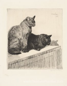 Deux chats assis Deux chats assis