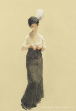 Jeune fémme au chapeau un panache Jeune fémme au chapeau un panache