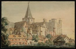 Cathédrale de Rochester du nord-est, avec le château au-delà Cathédrale de Rochester du nord-est, avec le château au-delà