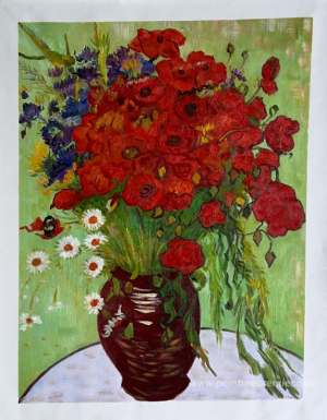 Coquelicots rouges et marguerites