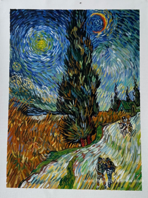 Route avec des cyprès