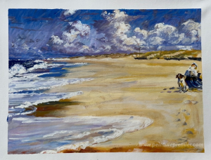 Marie Krøyer peignant sur la plage de Stenbjerg