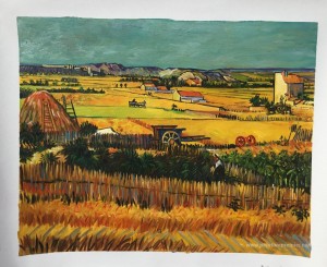 Récolte à La Crau, avec Montmajour en arrière-plan