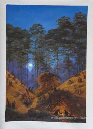 À l'intérieur de la forêt sous le clair de lune