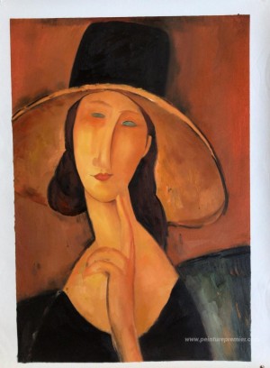 Portrait de Jeanne Hebuterne dans un grand chapeau