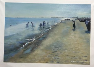 Jour d'été sur la plage du sud de Skagen