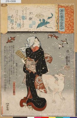 Bijin avec un chien dans la neige Bijin avec un chien dans la neige