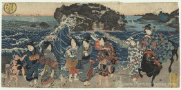 Femmes sur le rivage à Enoshima Femmes sur le rivage à Enoshima