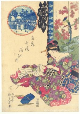 Femme assise devant un écran, intitulée Fukurokujujuju Femme assise devant un écran, intitulée Fukurokujujuju