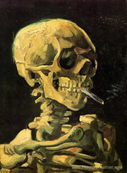 Crâne avec une cigarette brûlante Crâne avec une cigarette brûlante