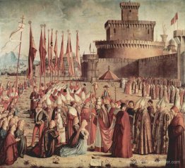 Les pèlerins rencontrent le pape Cyriac avant les murs de Rome Les pèlerins rencontrent le pape Cyriac avant les murs de Rome