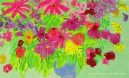Vase bleu, beaucoup de fleurs Vase bleu, beaucoup de fleurs