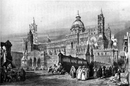 Cathédrale de Palerme, dessin par Leitch, gravure par J.H. Le KE Cathédrale de Palerme, dessin par Leitch, gravure par J.H. Le KE