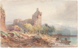 Un château en ruine sur un lac Un château en ruine sur un lac