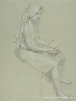 Étude d'une figure féminine voilée assise Étude d'une figure féminine voilée assise