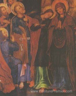 Fragment de l'icône L'élévation du Christ dans le ciel de l'icon Fragment de l'icône L'élévation du Christ dans le ciel de l'icon