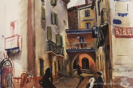 Collioure. Une rue avec une arc Collioure. Une rue avec une arc
