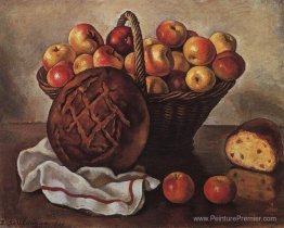 Nature morte avec des pommes et un pain rond Nature morte avec des pommes et un pain rond