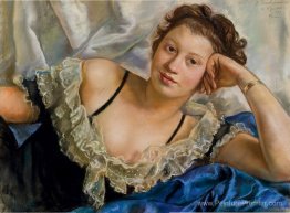 Portrait de Berthe Popoff dans une robe noire avec un frein en d Portrait de Berthe Popoff dans une robe noire avec un frein en d