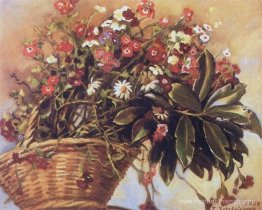 Un panier avec des fleurs Un panier avec des fleurs